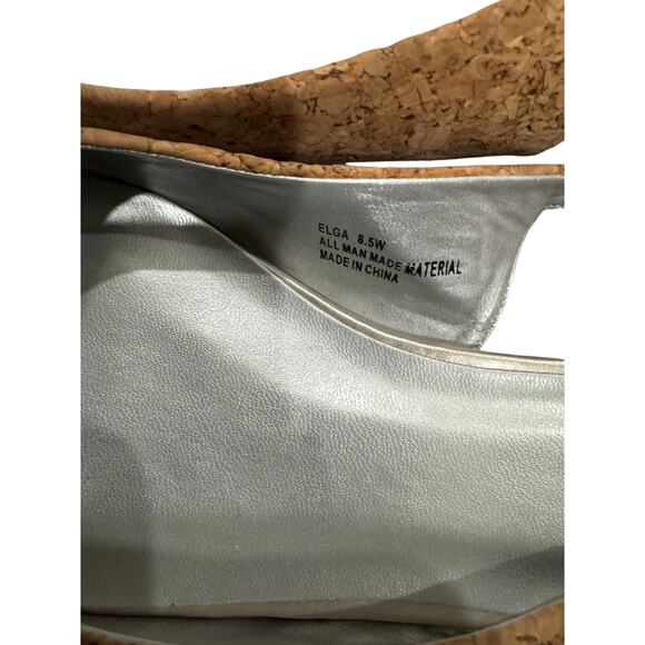 Annie Women's Silver Patent / Cork Slingback Heel - Size: 8.5 WIDE - Picture 6 of 8